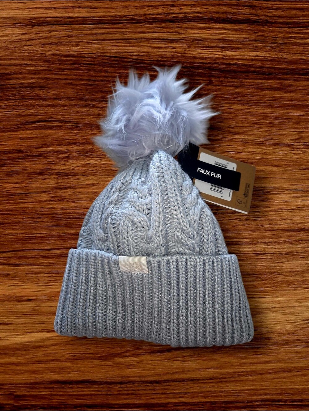 THE NORTH FACE Cable Knit Oh Mega Faux Fur Pom Beanie